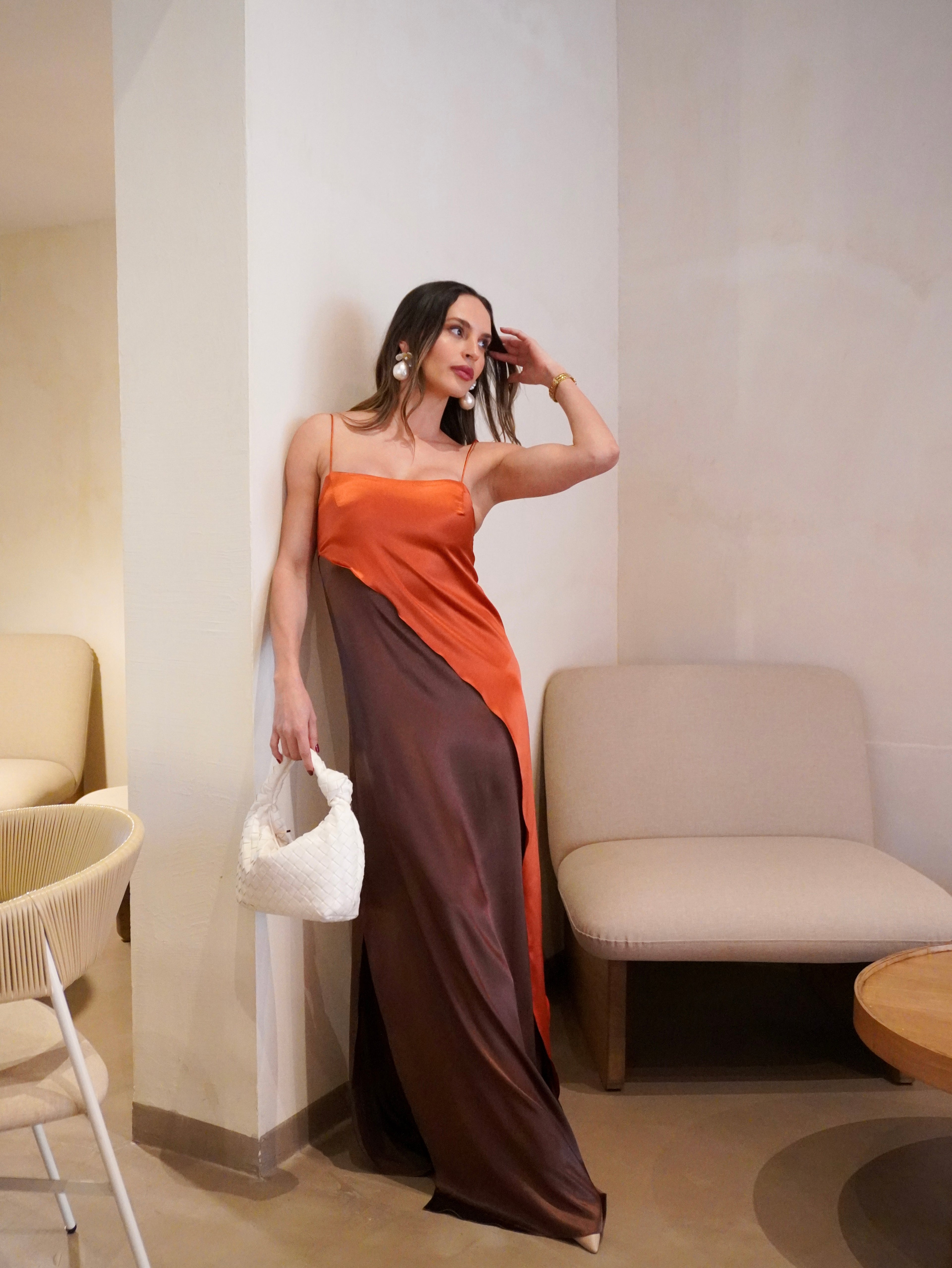 Vestido Cassandra Naranja/Chocolate