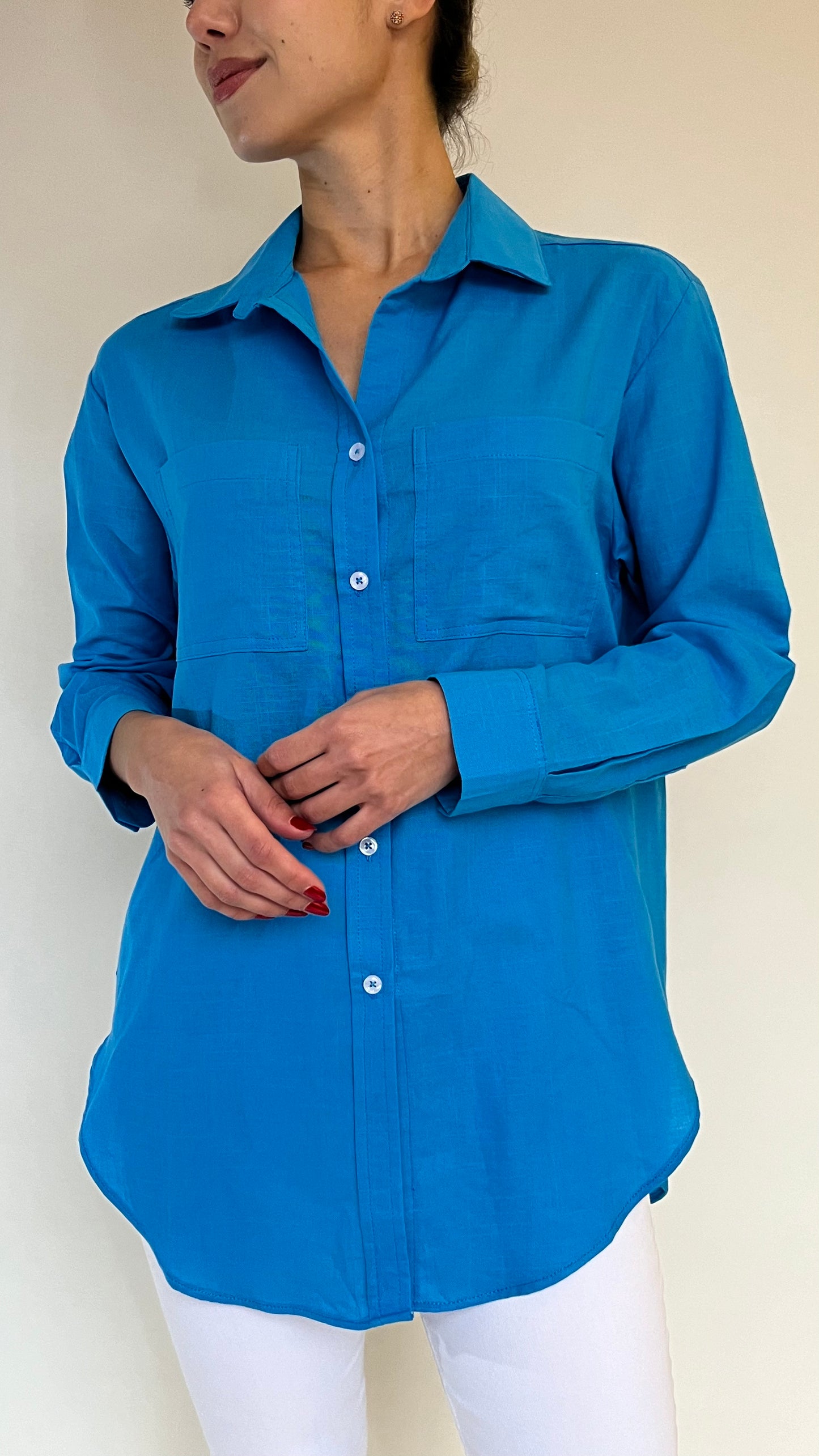 Camisa Olivia - Azul Turquesa