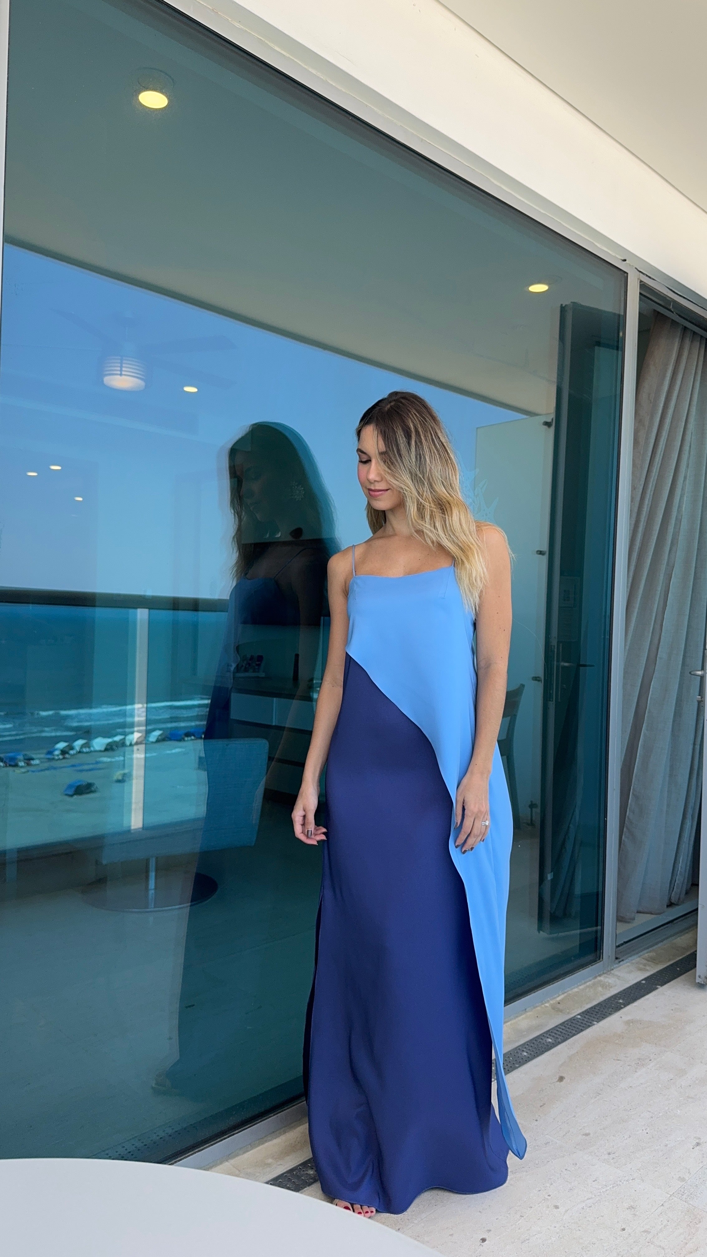 Vestido Cassandra - Azul claro y Oscuro